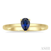 6x4 MM Pear Shape Sapphire Precious Solitaire Ring in 14K Yellow Gold